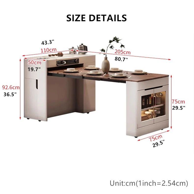 Space Saving Kitchen Island Table with Leaves and Universal Wheels - Image 7