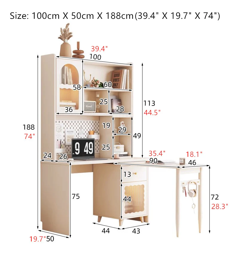 Space Saving Work Station with Shelf and Rotating Desk - Image 15
