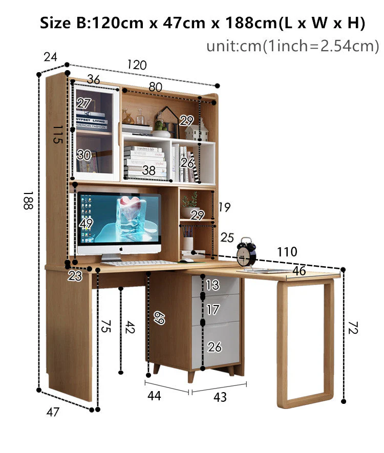 Space Saving Work Station with Shelf and Rotating Desk - Image 7