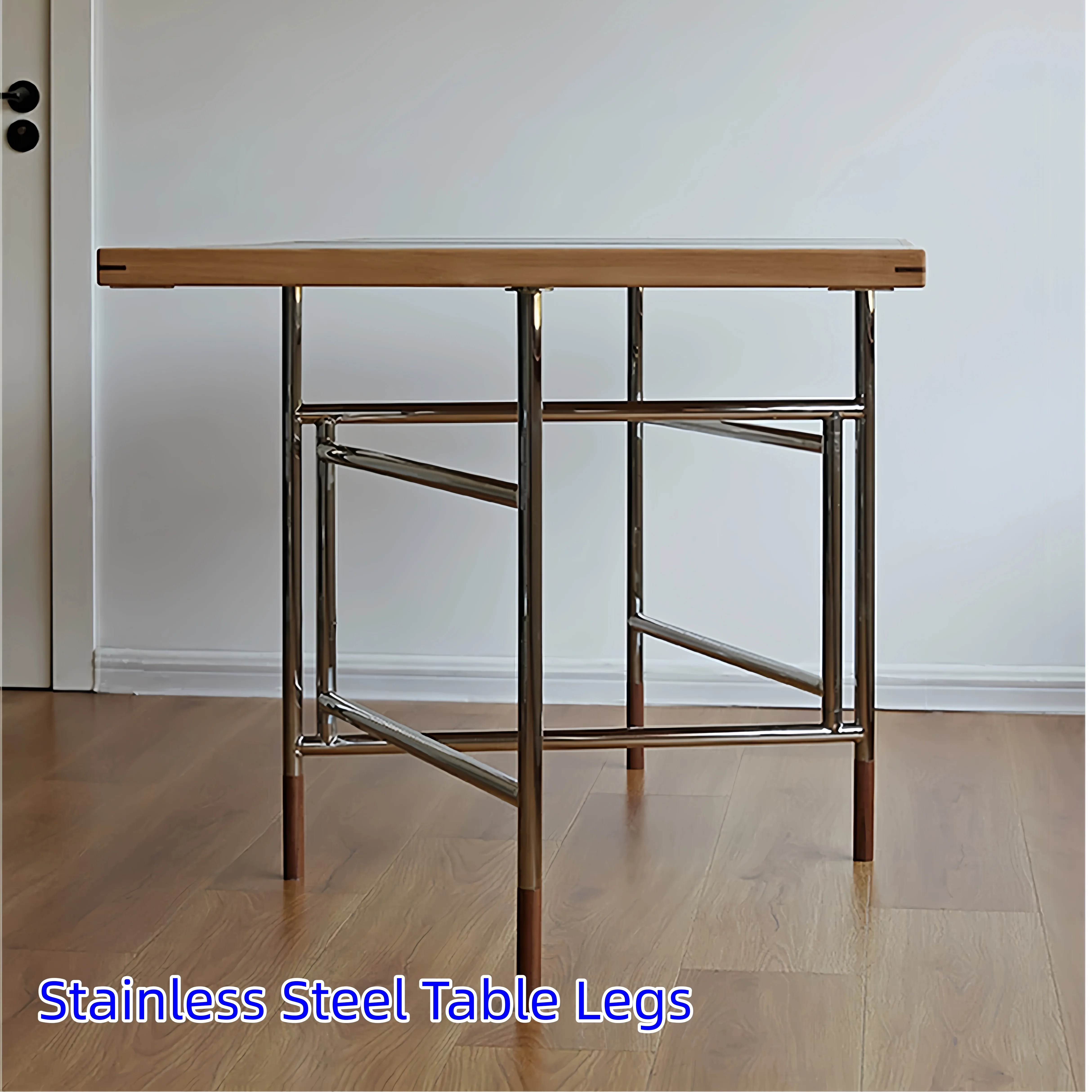 Stainless Steel Leg Double Drop Leaf Dining Table - Image 10