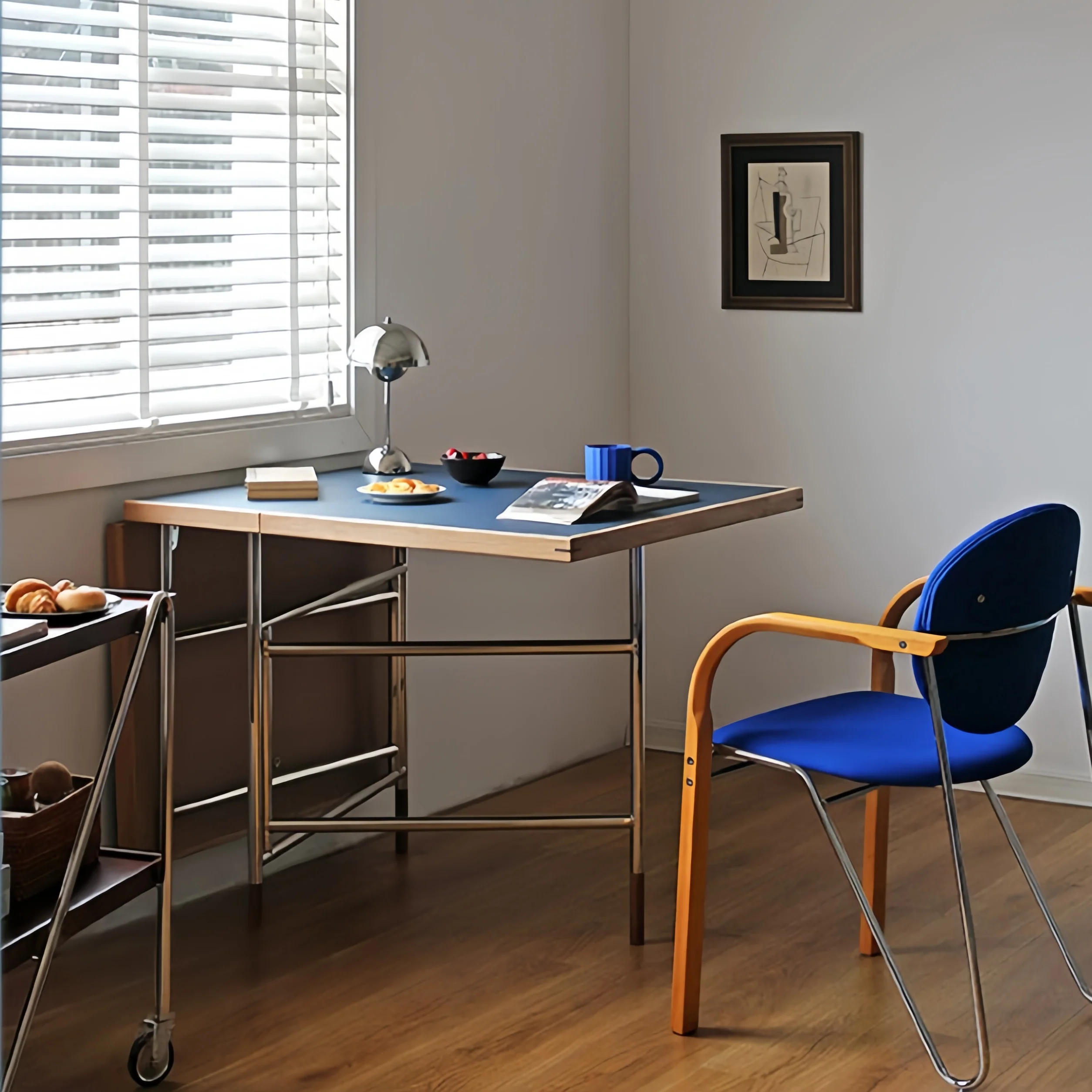 Stainless Steel Leg Double Drop Leaf Dining Table - Image 16