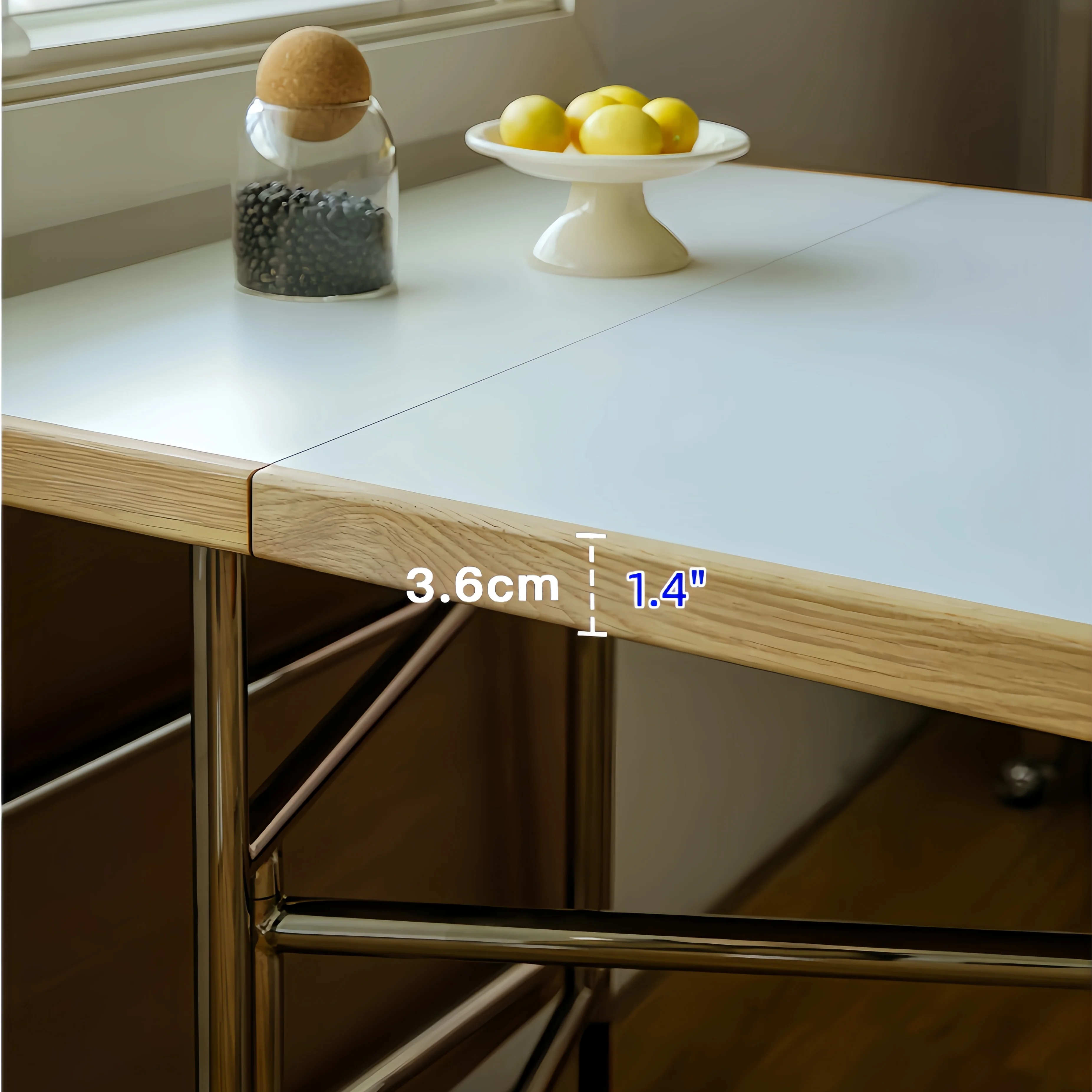 Stainless Steel Leg Double Drop Leaf Dining Table - Image 8