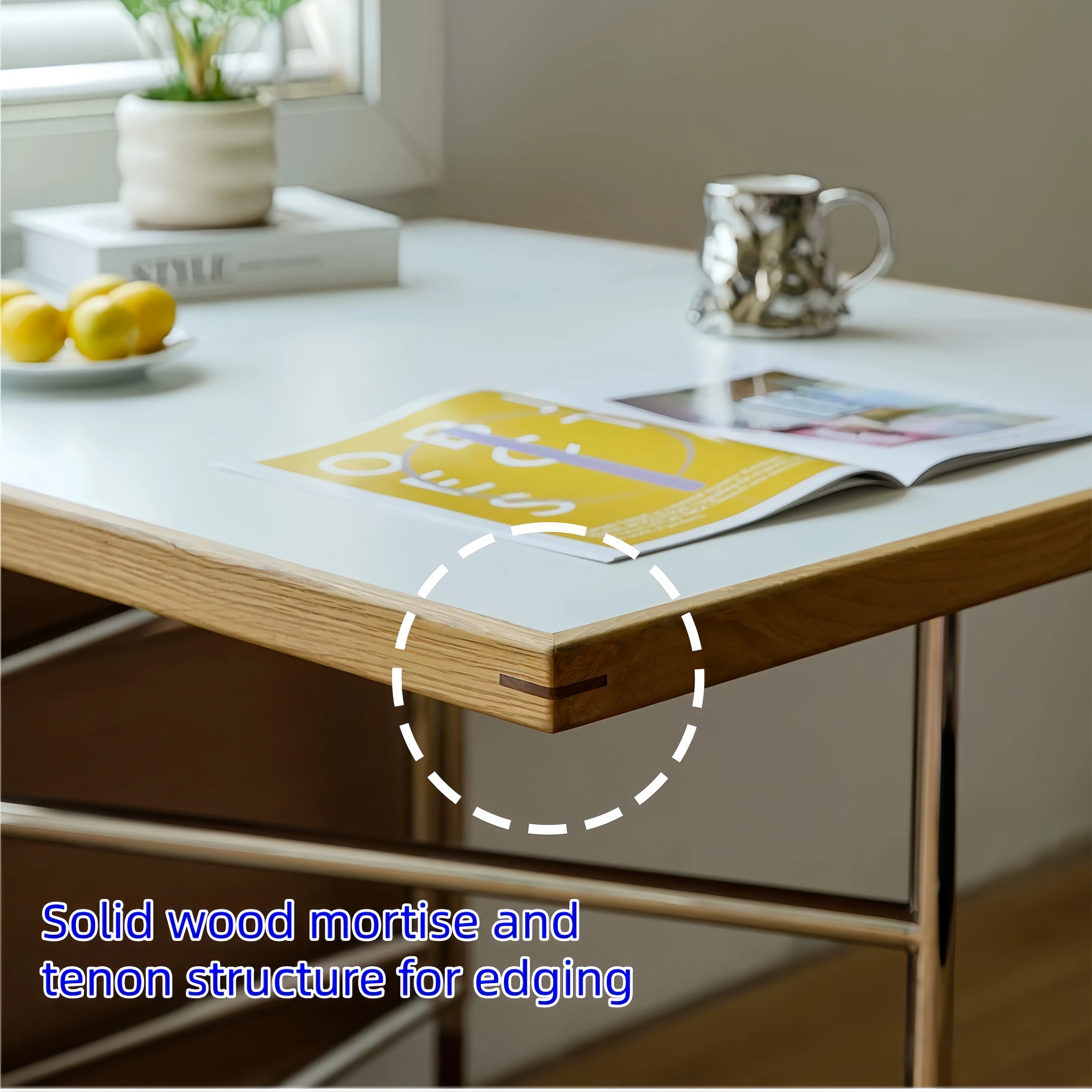 Stainless Steel Leg Double Drop Leaf Dining Table - Image 9