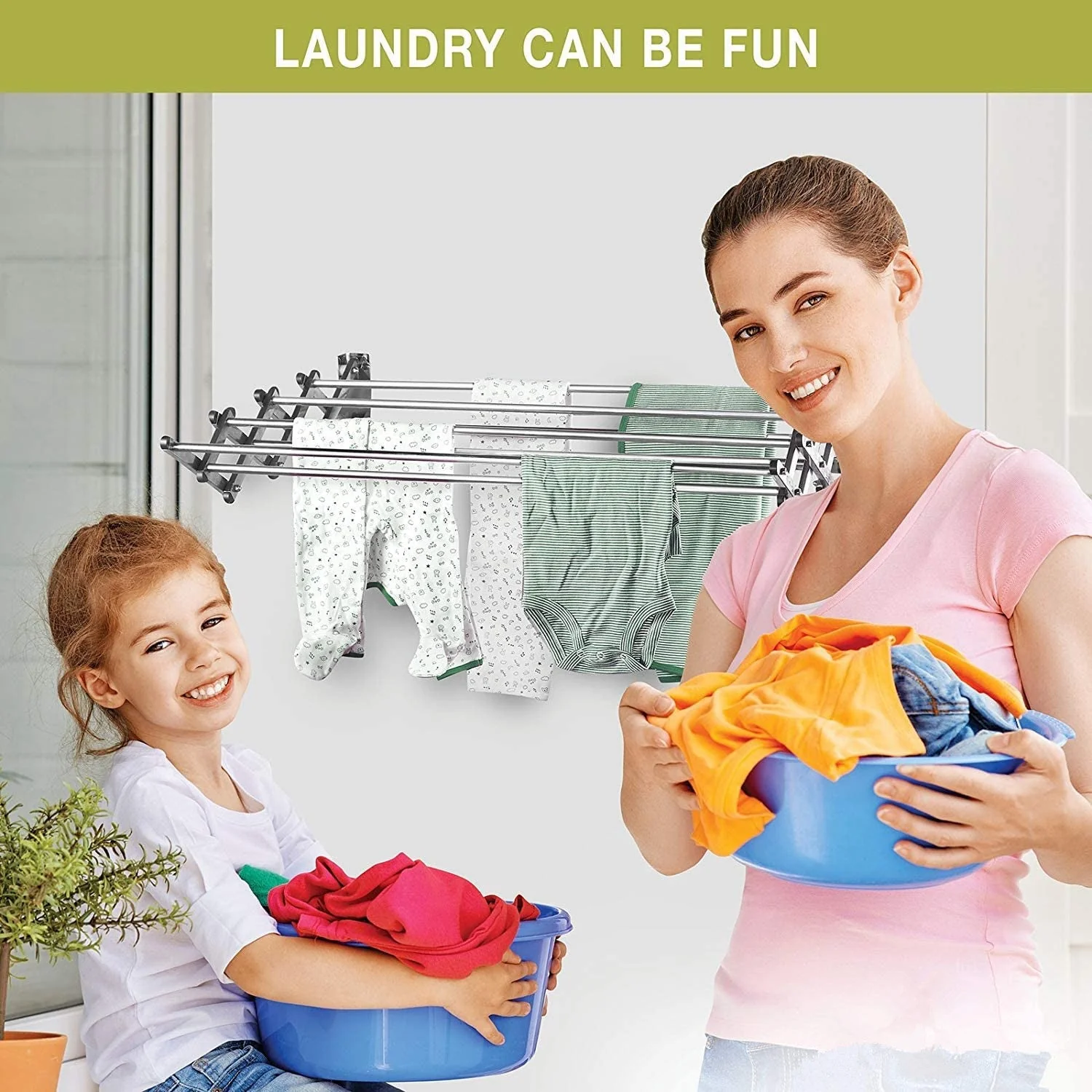 Stainless Steel Wall Mounted Collapsible Laundry Clothes Drying Rack - Image 4