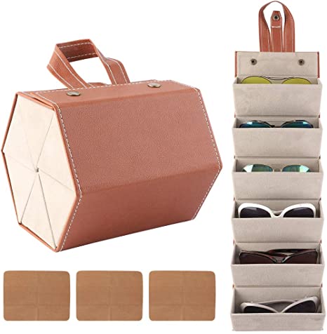 Sunglasses Organizer 6-Slot Storage Display Travel Case