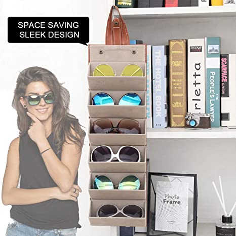 Sunglasses Organizer 6-Slot Storage Display Travel Case - Image 5