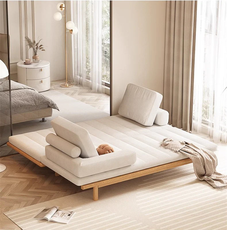 Tatami Pull Out Corduroy Fabric Solid Wood Frame Sofa Bed - Image 6