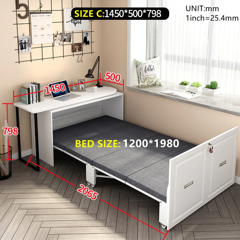 Telescopic and Rotating Corner Computer Desk with Folding Bed - Image 10