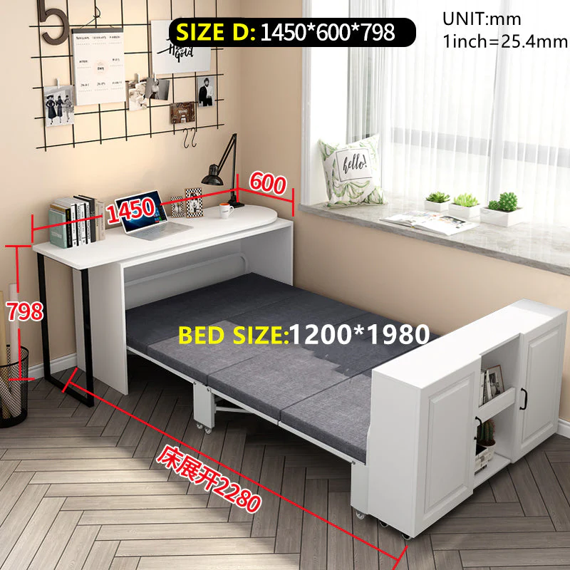Telescopic and Rotating Corner Computer Desk with Folding Bed - Image 11