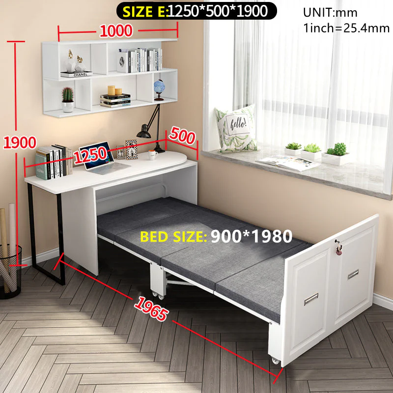 Telescopic and Rotating Corner Computer Desk with Folding Bed - Image 12