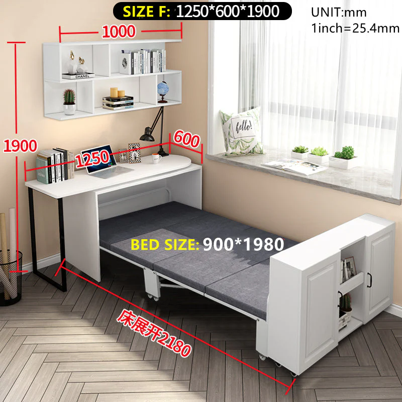 Telescopic and Rotating Corner Computer Desk with Folding Bed - Image 13