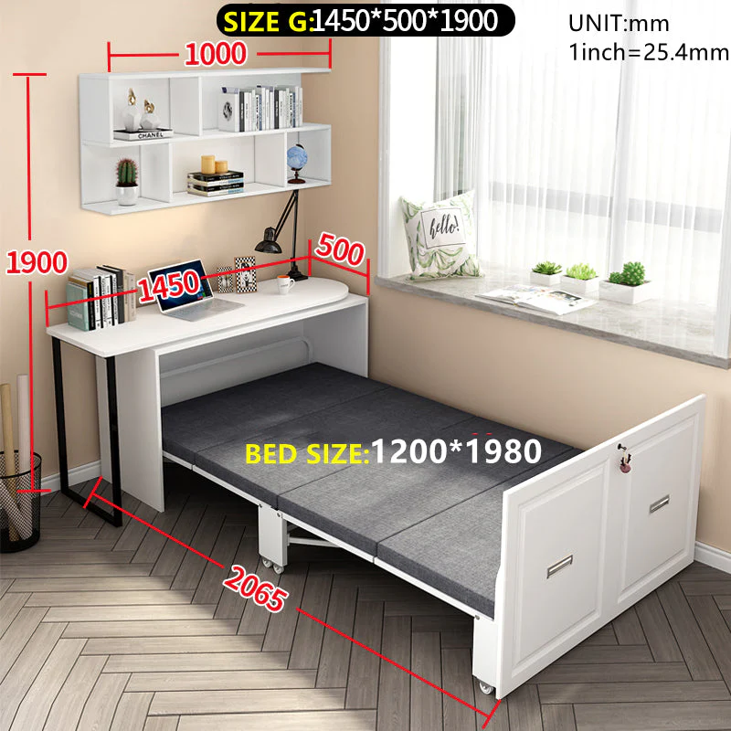 Telescopic and Rotating Corner Computer Desk with Folding Bed - Image 14