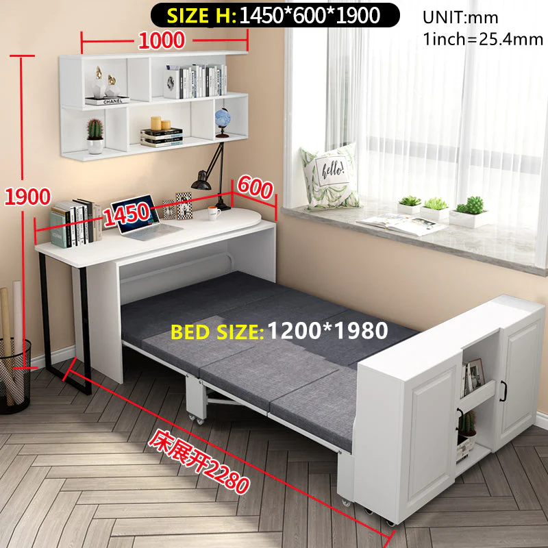 Telescopic and Rotating Corner Computer Desk with Folding Bed - Image 15