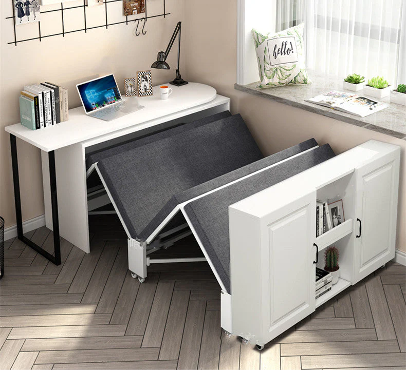 Telescopic and Rotating Corner Computer Desk with Folding Bed - Image 4