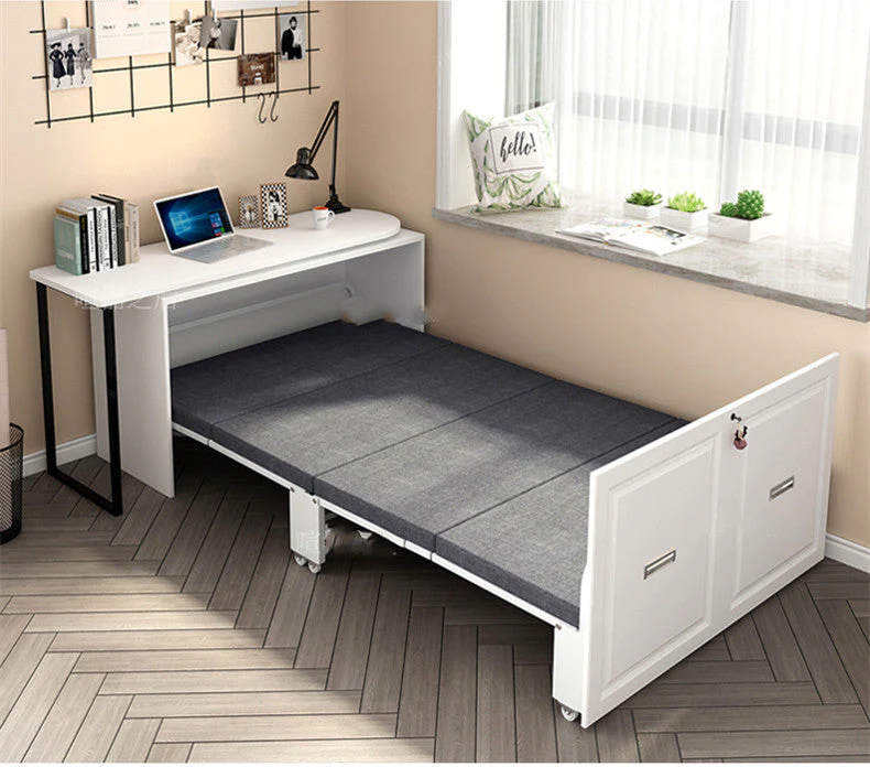 Telescopic and Rotating Corner Computer Desk with Folding Bed - Image 5