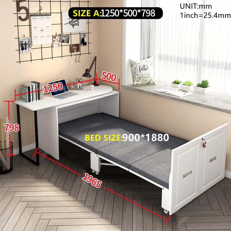 Telescopic and Rotating Corner Computer Desk with Folding Bed - Image 8