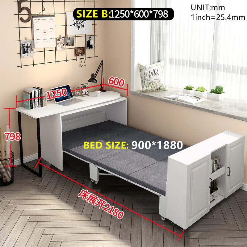 Telescopic and Rotating Corner Computer Desk with Folding Bed - Image 9