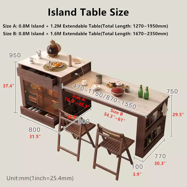 Telescopic Kitchen Island Table - Image 10