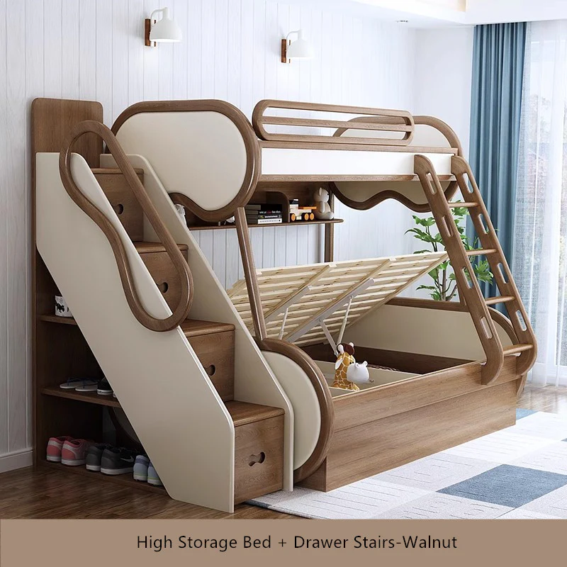 Twin over Full Bunk Bed with Underneath Storage Trundle and Drawer Stairs - Image 4