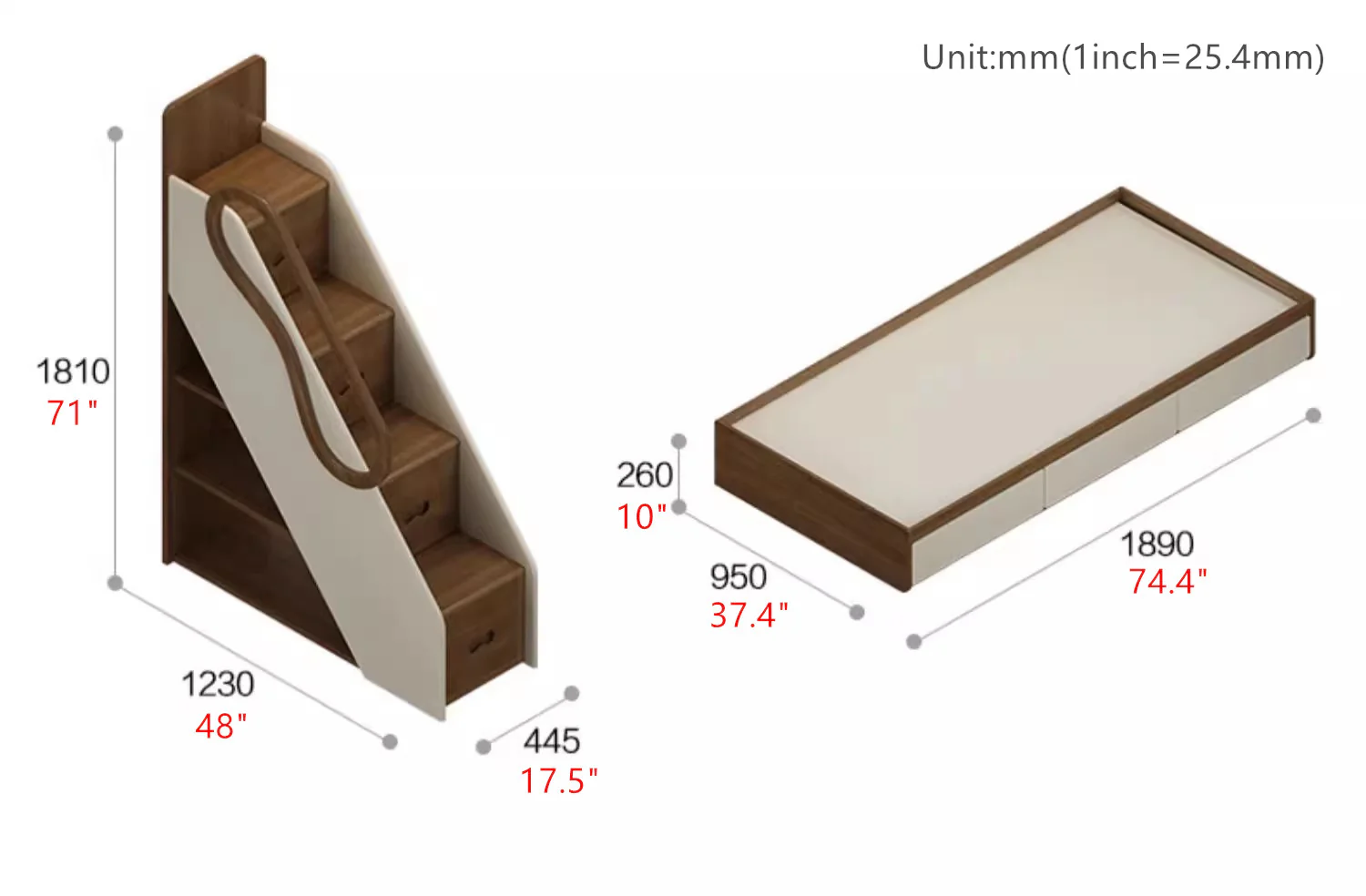 Twin over Full Bunk Bed with Underneath Storage Trundle and Drawer Stairs - Image 7