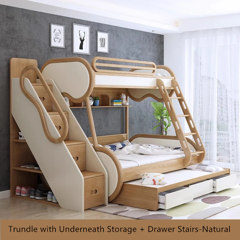 Twin over Full Bunk Bed with Underneath Storage Trundle and Drawer Stairs - Image 8