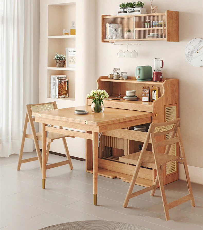 Upgraded Space Saving Folding Multifunctional Dining Table With 4 Folding  Chairs - Image 7