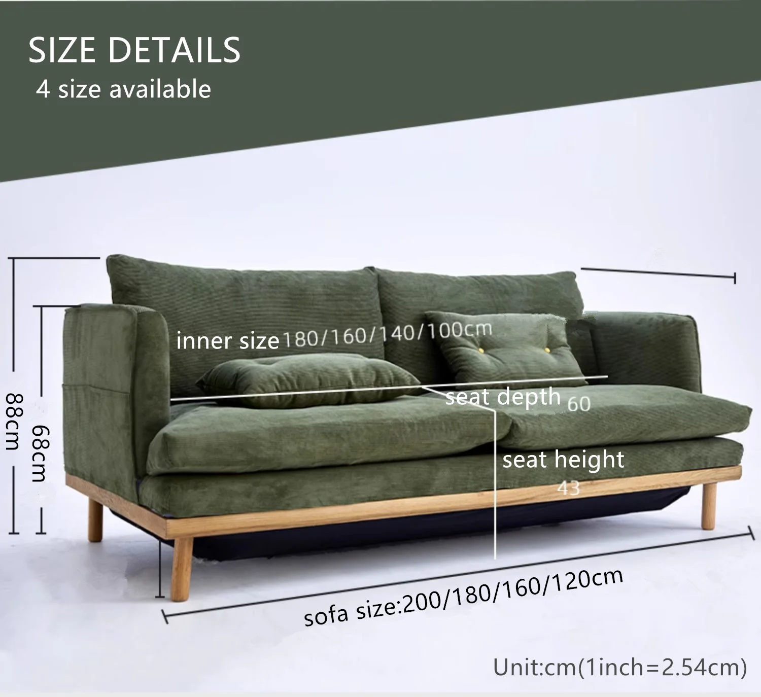 Upholstered Corduroy Sleeper Sofa Bed - Image 11