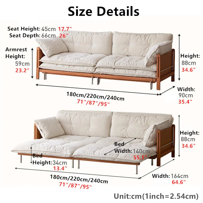 Versatile 3-in-1 Cloud Sofa Bed with Built-In Side Storage - Image 12