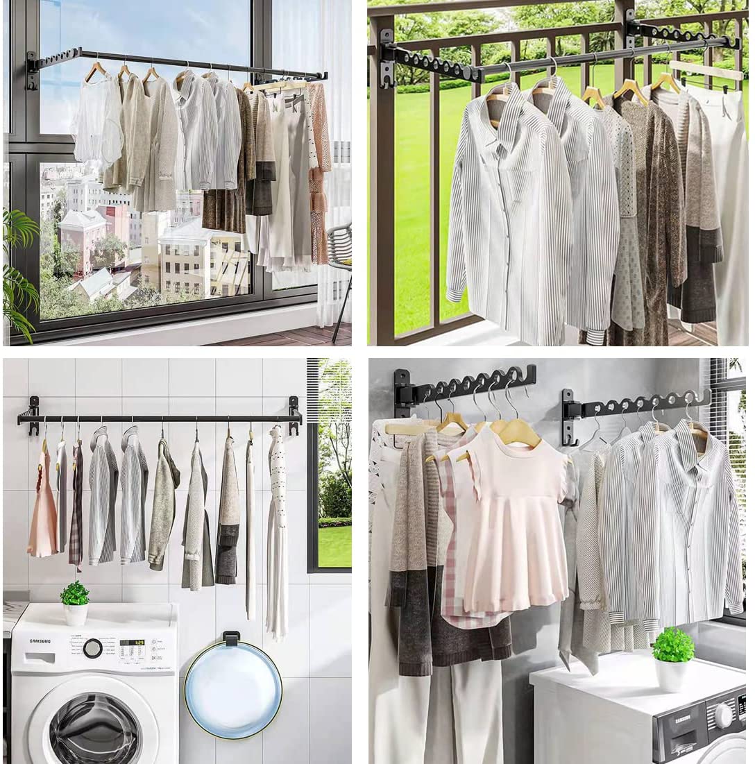 Wall Mount Clothes Hanger Rack With Cross Rod - Image 3