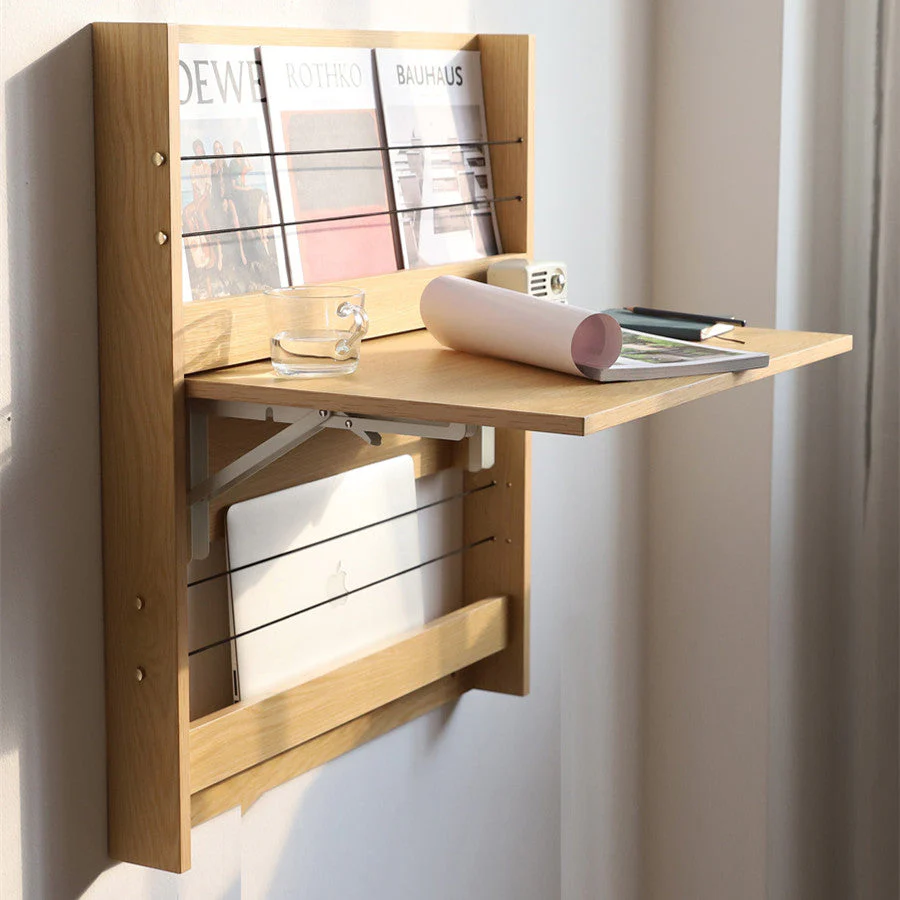 Wall Mounted Foldable Desk With Storage Shelf - Image 3