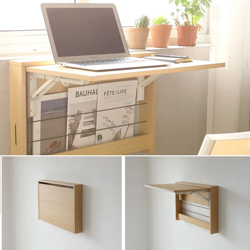 Wall Mounted Foldable Desk With Storage Shelf - Image 5