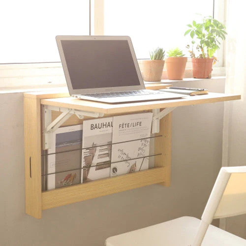 Wall Mounted Foldable Desk With Storage Shelf - Image 6