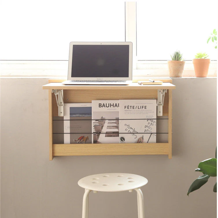 Wall Mounted Foldable Desk With Storage Shelf - Image 7