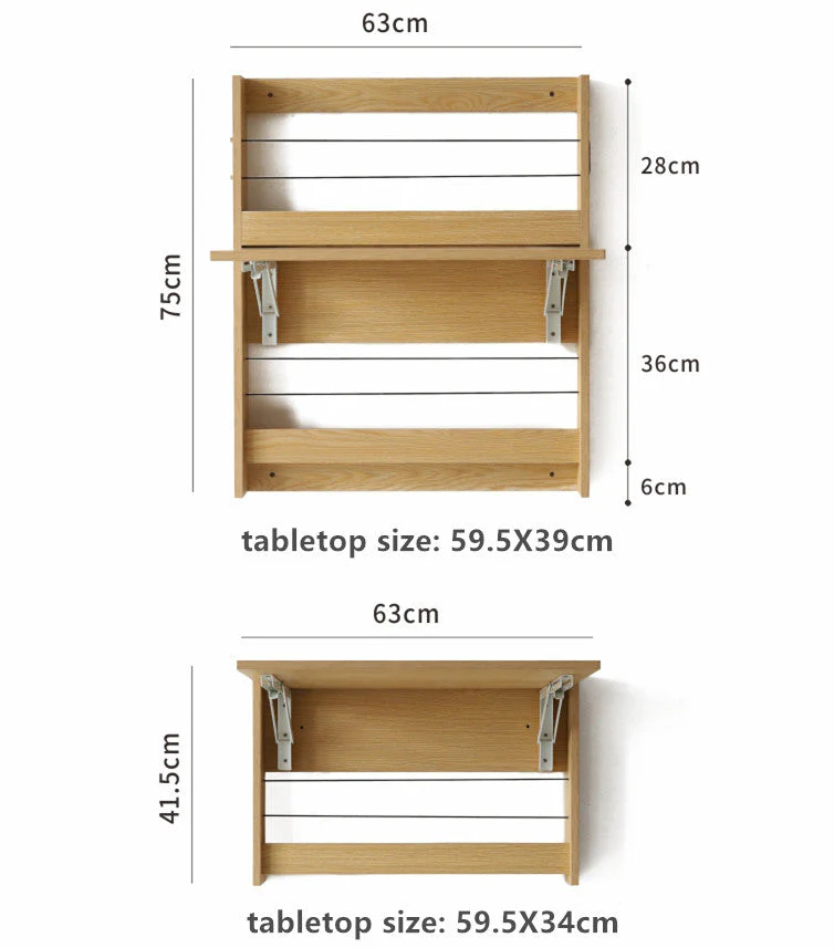 Wall Mounted Foldable Desk With Storage Shelf - Image 8