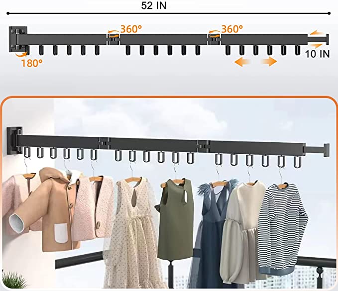 Wall Mounted Tri-Fold Retractable Clothes Drying Rack - Image 3