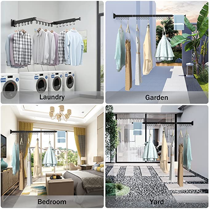 Wall Mounted Tri-Fold Retractable Clothes Drying Rack - Image 5