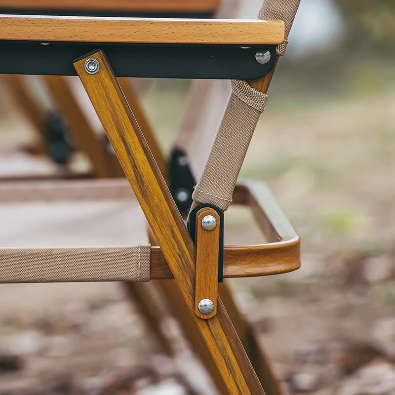 Wood Grain Heat Transfer Process Aluminum Folding Portable Kermit Chair - Image 4
