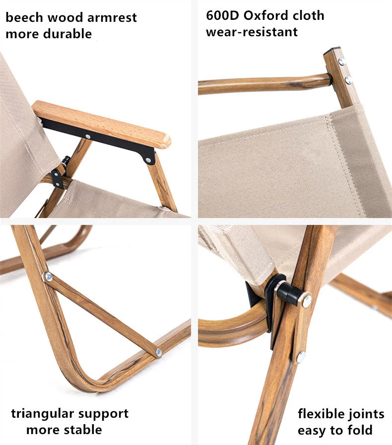 Wood Grain Heat Transfer Process Aluminum Folding Portable Kermit Chair - Image 6