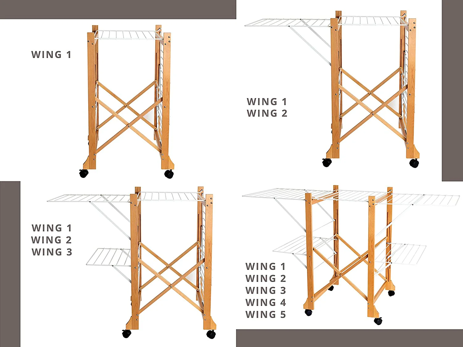 Wooden Folding Space Saving Clothes Drying Rack - Image 3