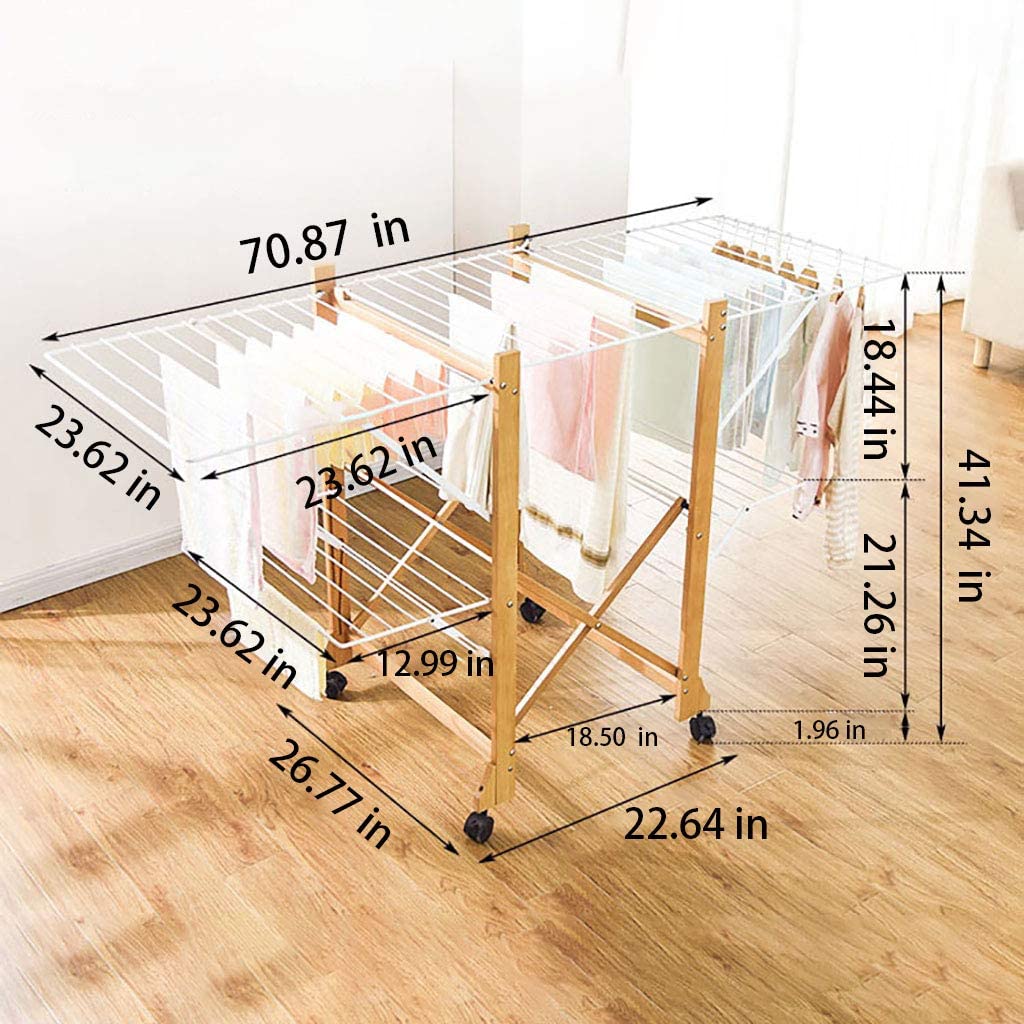 Wooden Folding Space Saving Clothes Drying Rack - Image 9