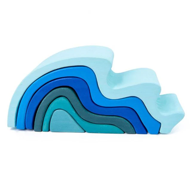 Wooden Rainbow Stacker Stacking Game Nesting Puzzle Blocks Educational Toy for Kids Baby Toddlers - Image 2