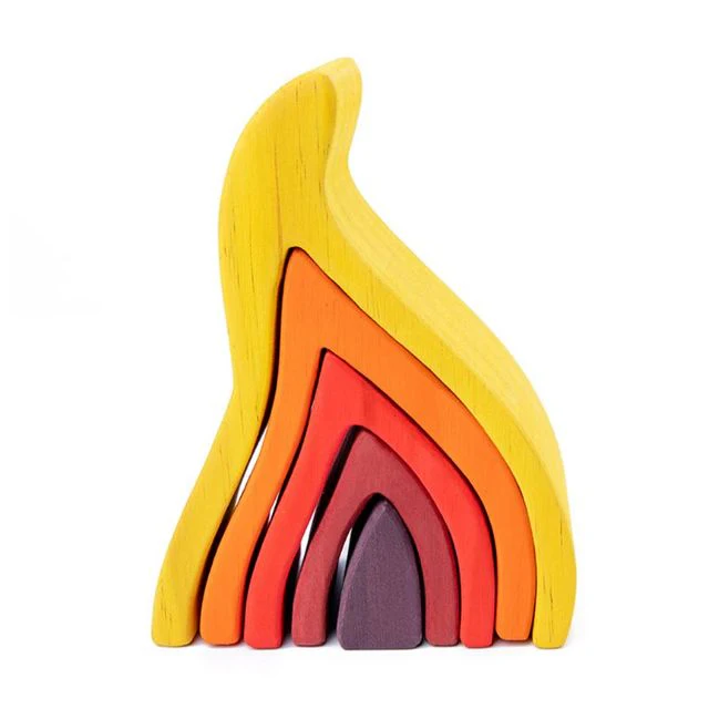 Wooden Rainbow Stacker Stacking Game Nesting Puzzle Blocks Educational Toy for Kids Baby Toddlers - Image 4