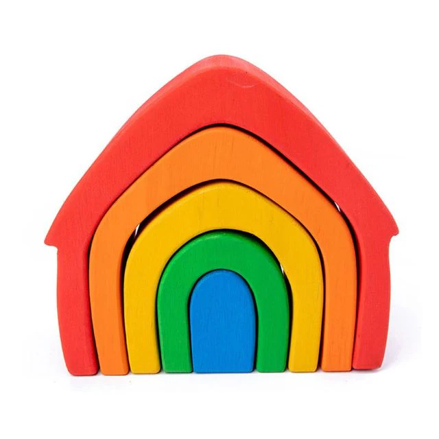 Wooden Rainbow Stacker Stacking Game Nesting Puzzle Blocks Educational Toy for Kids Baby Toddlers - Image 5