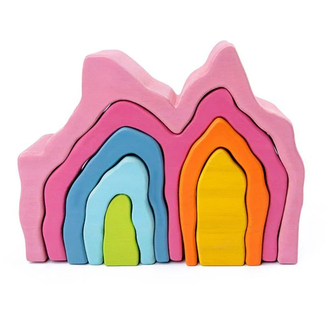 Wooden Rainbow Stacker Stacking Game Nesting Puzzle Blocks Educational Toy for Kids Baby Toddlers - Image 6